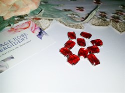 Стразы пришивные в цапах, 10*14 мм, красные, 10шт/уп - фото 17446