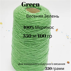 Пряжа на бобине Весенняя Зелень - меринос - 350м/100г- 350 гр 13555 - фото 18915