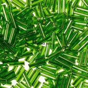 Бисер стеклярус АСТРА 5 мм прозрачный/с серебристой серединкой зеленый (27В), 20г